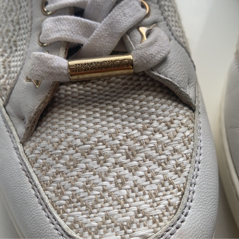 Jimmy Choo White Sneakers with Soft Suede Upper and Perforated Toe Box - Picture 2 of 6